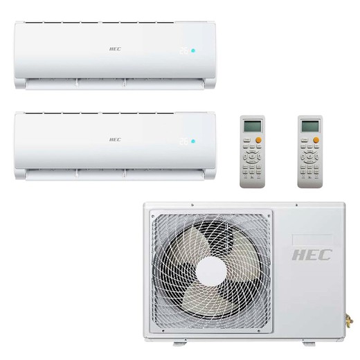 Aire acondicionado multisplit 2×1 modelo 25 y 35 con wifi split pared Hec