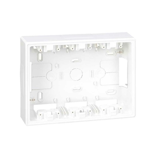 Surface wall box base for 3 double elements white Simon 500 Cima