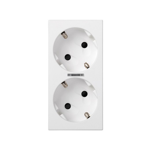 Tomada dupla schuko 16A 250V~ com dispositivo de segurança, LED e conexão terminal 1Click® branco Simon 500 Cima