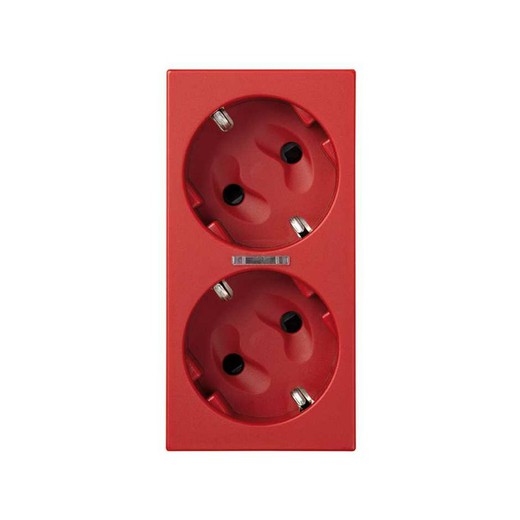 Double schuko socket outlet 16A 250V~ with safety device, LED and 1Click® terminal connection red Simon 500 Cima