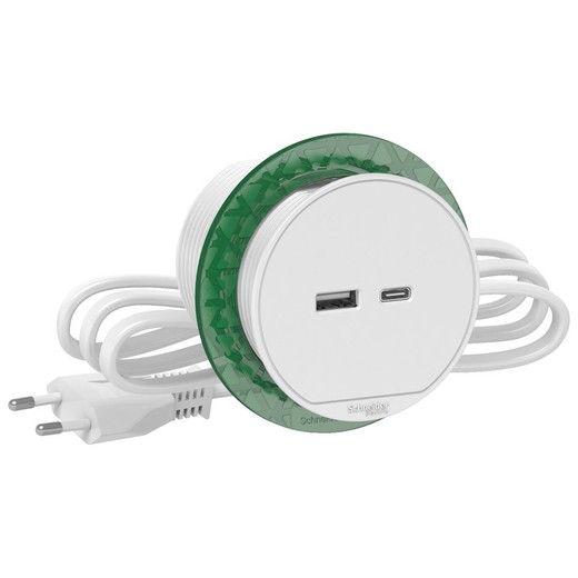 Desk dock 1 USB A and C white Schneider electric