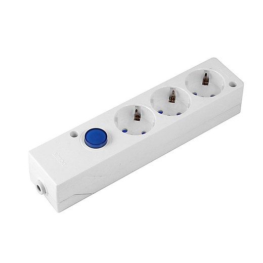 3-socket multifix base with white switch Simon