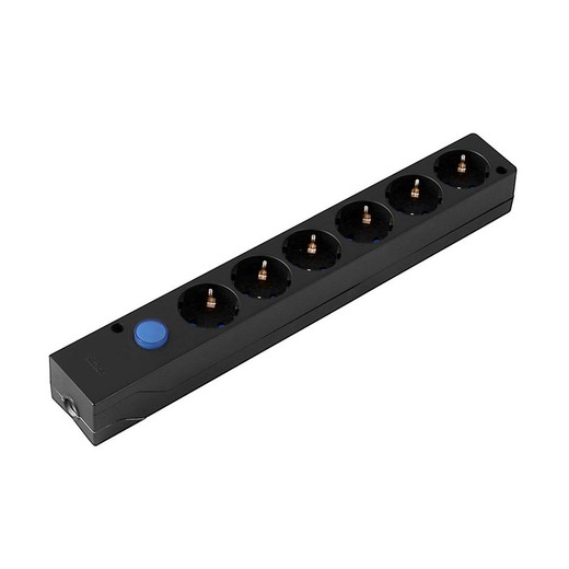 Multifix base with 6 sockets with black switch Simon