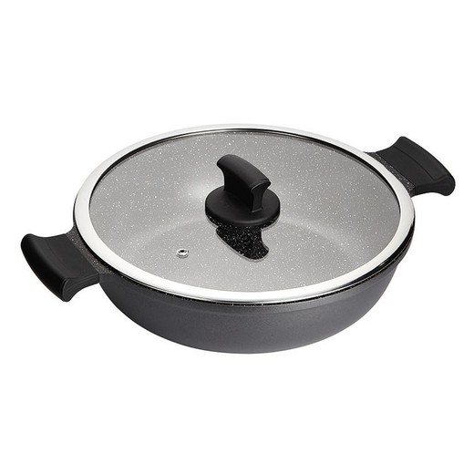 Hoge braadpan met deksel Inoxbar Absolut Black serie 28cm