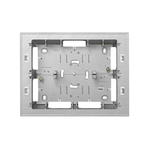 Caja de superficie para marco de 2 filas para 8 elementos aluminio Simon 82 Centralizaciones