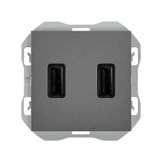 Double chargeur USB A + A Simon 270 3.1A Smartcharge titane