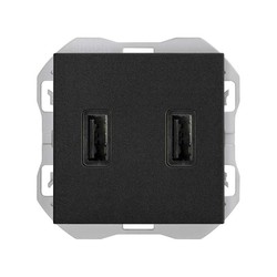 Dubbele USB-oplader A + A Simon 270 3,1A Smartcharge mat zwart