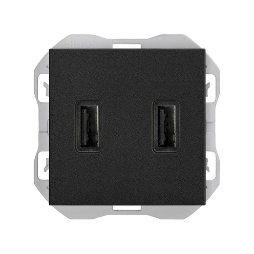 Chargeur double USB A + A Simon 270 3,1A Smartcharge noir mat