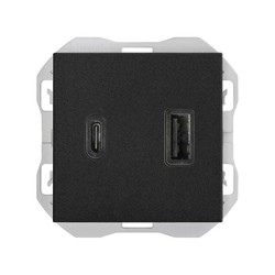 Cargador USB doble A+C Simon 270 3,1A Quickcharge negro mate