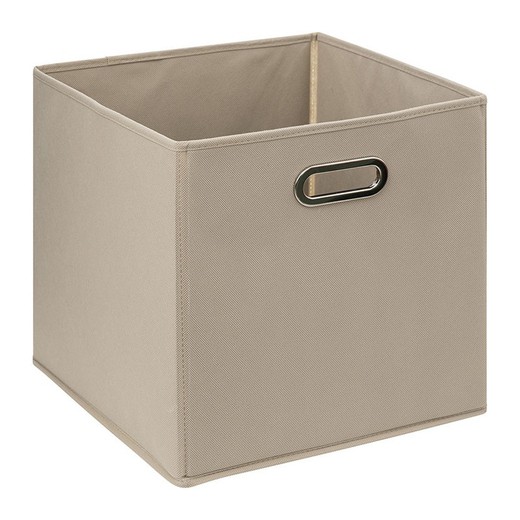 Foldable beige linen fabric basket 5FIVE Mix'n Modul