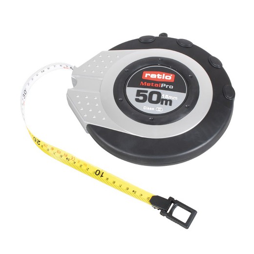 Two-tone fiberglass tape measure RATIO MetalPro 15 mm