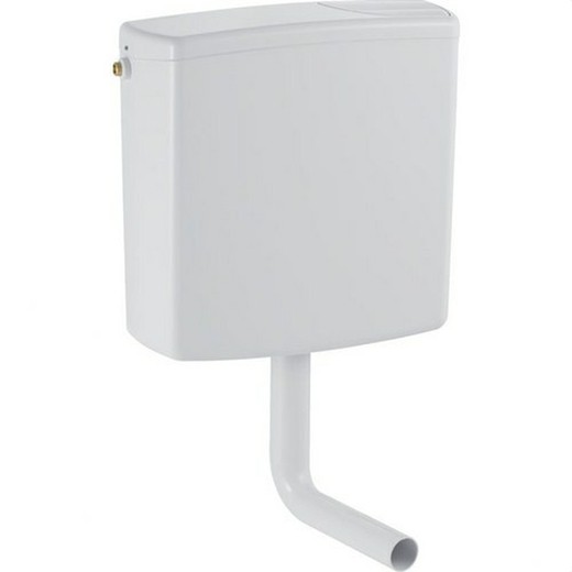 White semi tall cistern with screwed lid
