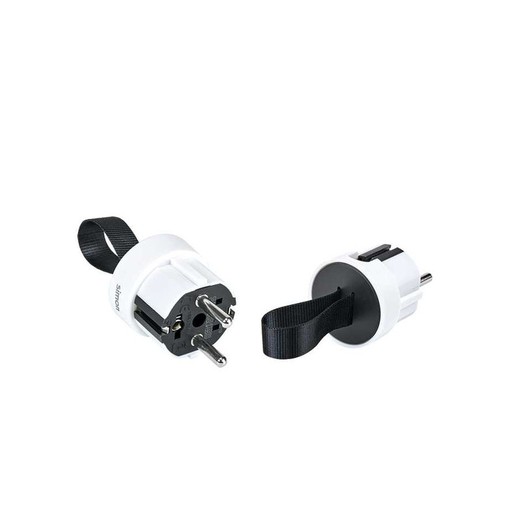 Plug with side outlet 16A 250V black and white Simon