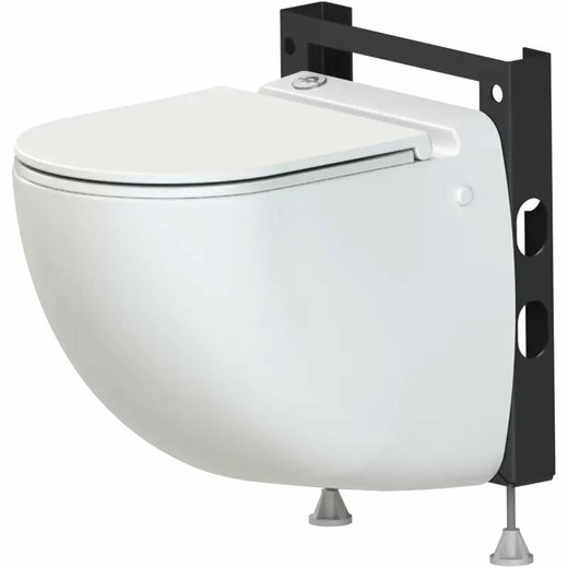 Sanicompact Comfort+ frame + compact suspended toilet set with integrated disposal