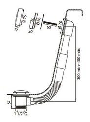 Conjunto tapón para desagüe automático bañera latón: información y PVP  actual de Ref. 6840 de DUCHAFLEX