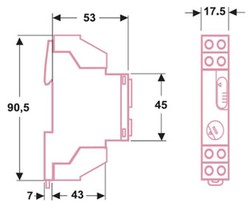 Minuterie TE18 type cage escalier, 230VAC, 1NO, 16A, 1 module