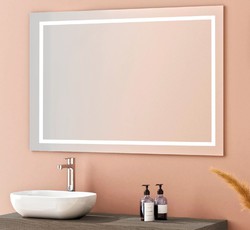 Miroir de salle de bain rectangulaire avec cadre lumineux Led