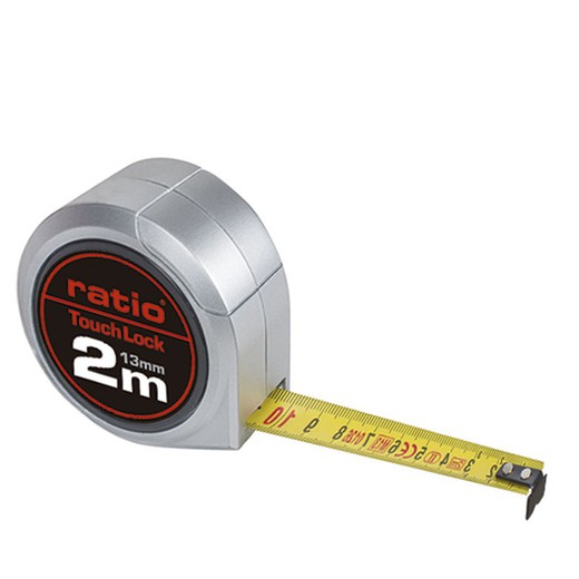 Compact Touch Lock Tape Measure 2m x 13mm Ratio