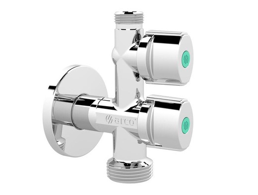 1/2” macho – 3/4” macho - 3/8” male washer tap without nut blue and chrome Arco