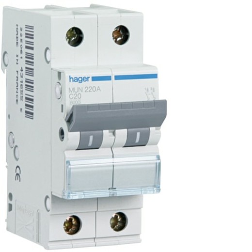 Automatic switch 2P 6A curve-C 6kA Hager