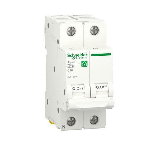 Circuit breaker, Resi9, 1P + N, 16A, Curve C, 6000 A, 230V Schneider electric