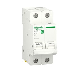 Interruttore automatico, Resi9, 2P, 20A, Curva C, 6000 A, 230V Schneider electric