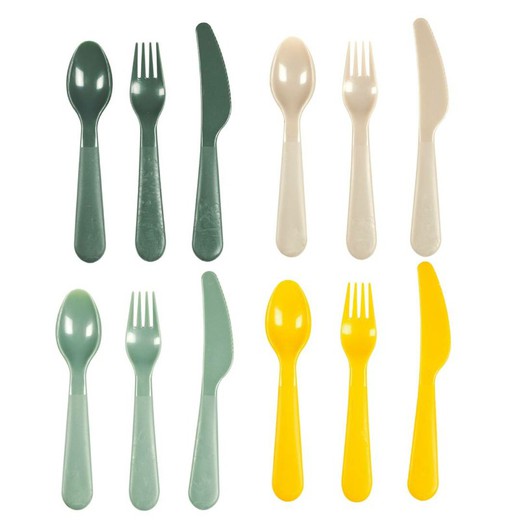 Set of 12 plastic cutlery Soleil Series