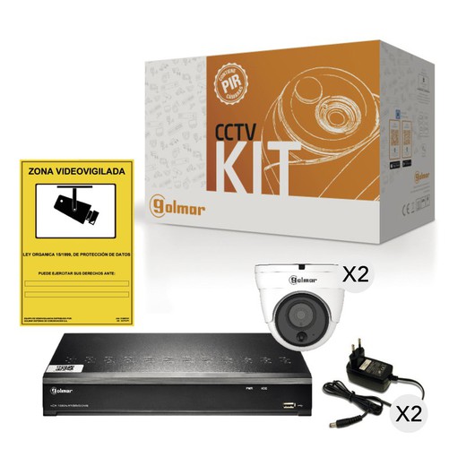 Kit-2DHVR1P con DVR y dos domos PIR