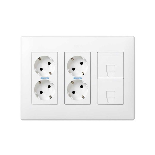 Surface or recessed wall box kit for 3 double elements Simon 500 Cima