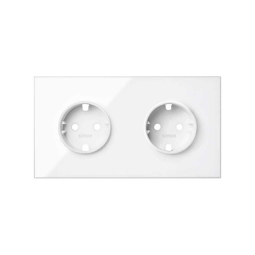 Kit front for 2 elements with 2 bases socket schuko bright white Simon 100