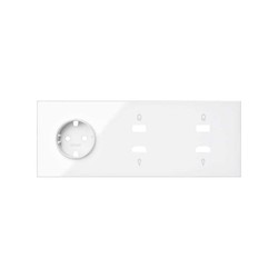 Front kit voor 3 elementen met 1 schuko-aansluiting en 2 glanzend witte HDMI / USB-aansluitingen Simon 100