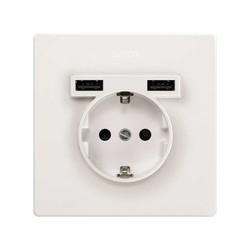 Kit monobloc interrupteur bouton poussoir + chargeur USB A Simon 270 2.1A  SmartCharge blanc — Rehabilitaweb