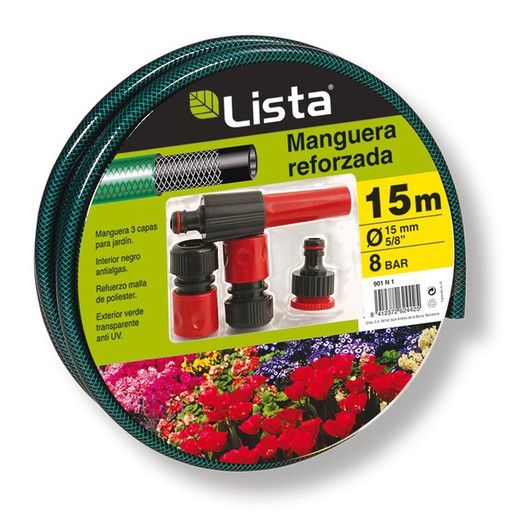 LISTA irrigation hose reinforced three-layer diameter 15 mm with accessories