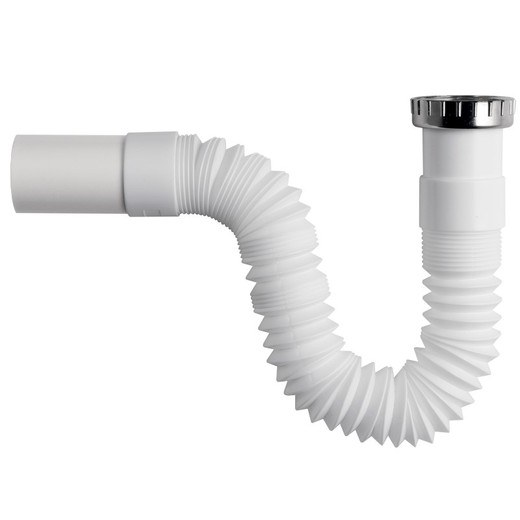 White extendable sink hose