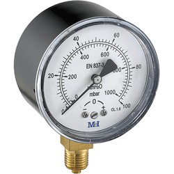 Lagedruk manometer diameter 63 verticaal 1/4" 0...250 bar