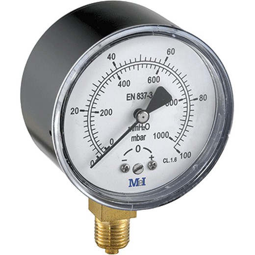 Low pressure manometer diameter 63 vertical 1/4" 0...250 bar