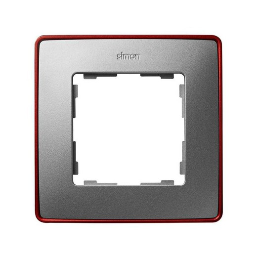 Frame voor 1 element koud aluminium rood onderstel Simon 82 Detail Select
