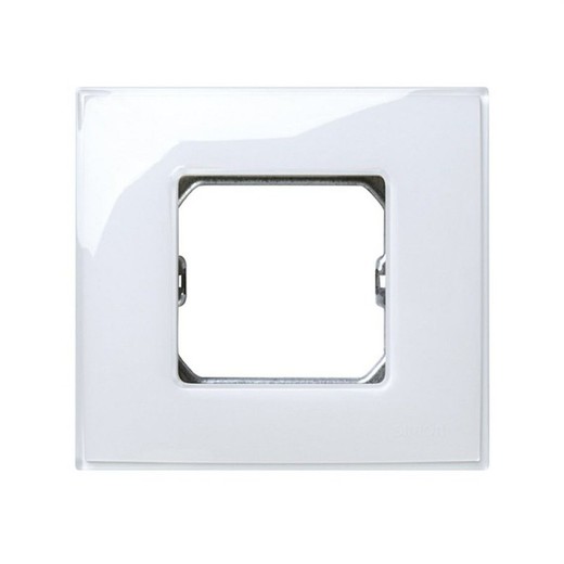 Frame for 1 glossy white element without claws and with frame