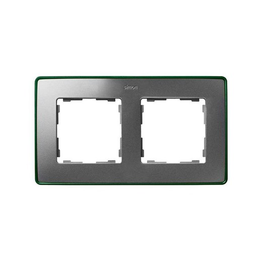 Frame for 2 elements cold aluminum green base Simon 82 Detail Select