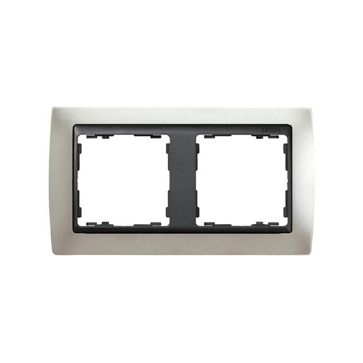 Frame voor 2 elementen mat aluminium interieur grafiet Simon 82