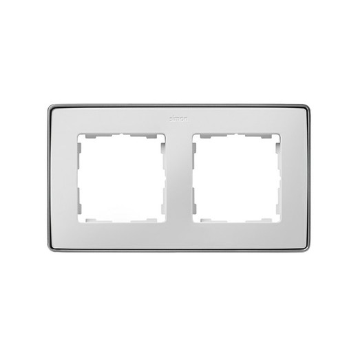 Frame for 2 elements white aluminum base Simon 82 Detail Select