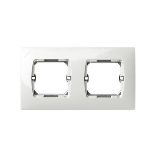 Frame for 2 elements without claws and with white frame Simon 27