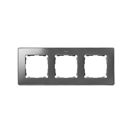 Frame for 3 elements cold aluminum chrome base Simon 82 Detail Select
