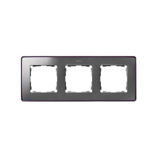 Cadre pour 3 éléments base aluminium violet froid Simon 82 Detail Select