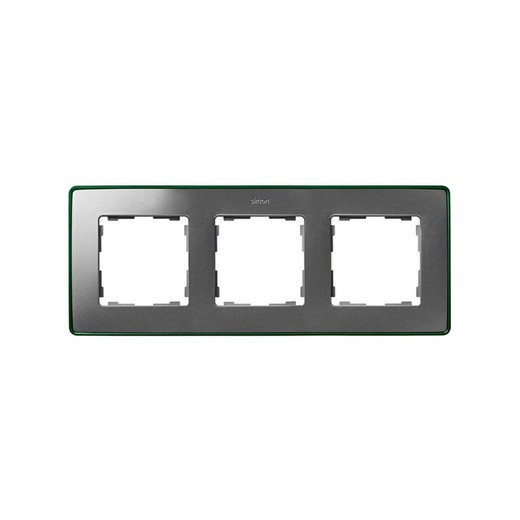 Marco para 3 elementos aluminio frío base verde Simon 82 Detail Select