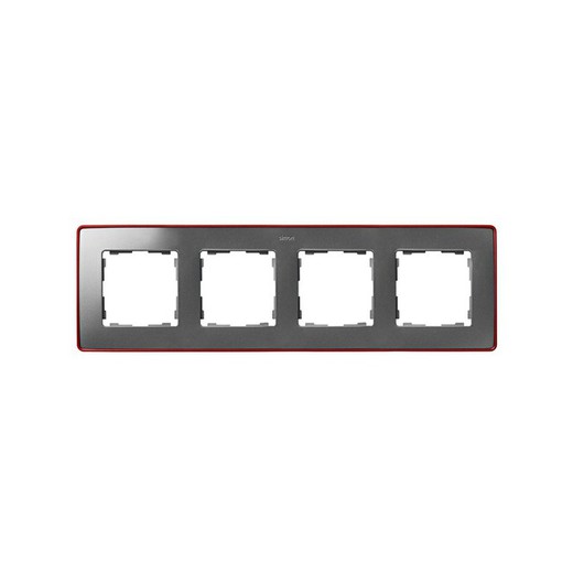 Rahmen für 4 Elemente kalte Aluminium rote Basis Simon 82 Detail Select