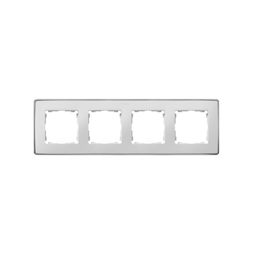 Frame for 4 elements white chrome base Simon 82 Detail Select