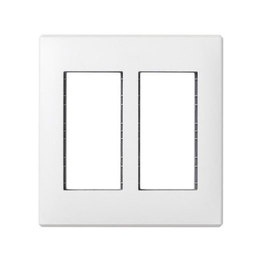 Cadre pour mur encastré et supports pour 2 éléments doubles blanc Simon 500 Cima