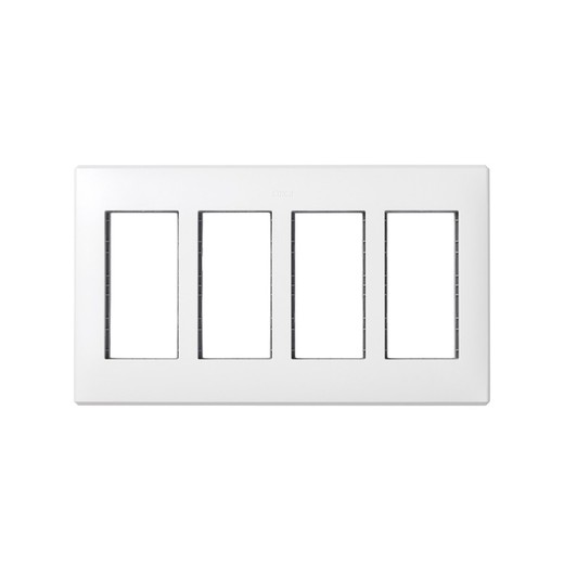 Cadre pour mur encastré et supports pour 4 éléments doubles blanc Simon 500 Cima