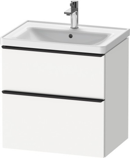 Wall-hung cabinet with 2 650mm drawers with D-Neo centered basin